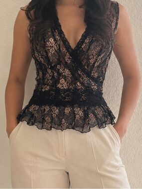 Elegant Black Lace Women's Top